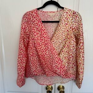 Honey Punch Red and Pink Floral Blouse